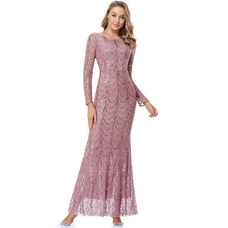 Sexy vintage Green Sequin Bodycon Maxi Party Dress - Image 16