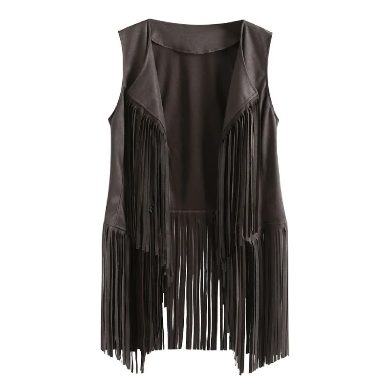 Women Suede Cardigan Waistcoat Outerwear Spring Fashion - Image 19