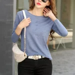Summer Women Ribbed Cotton Tee-Shirts