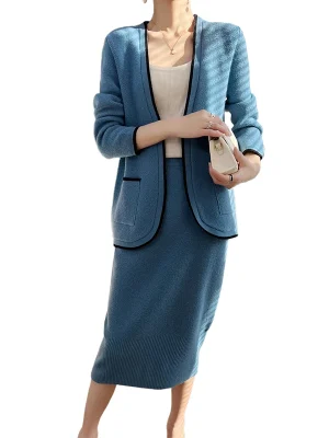 Knitted Cardigan Half Length Skirt Two-Piece Spring Women’s Clothing