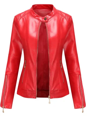 Women’s Luxury PU Faux Leather Jacket Spring