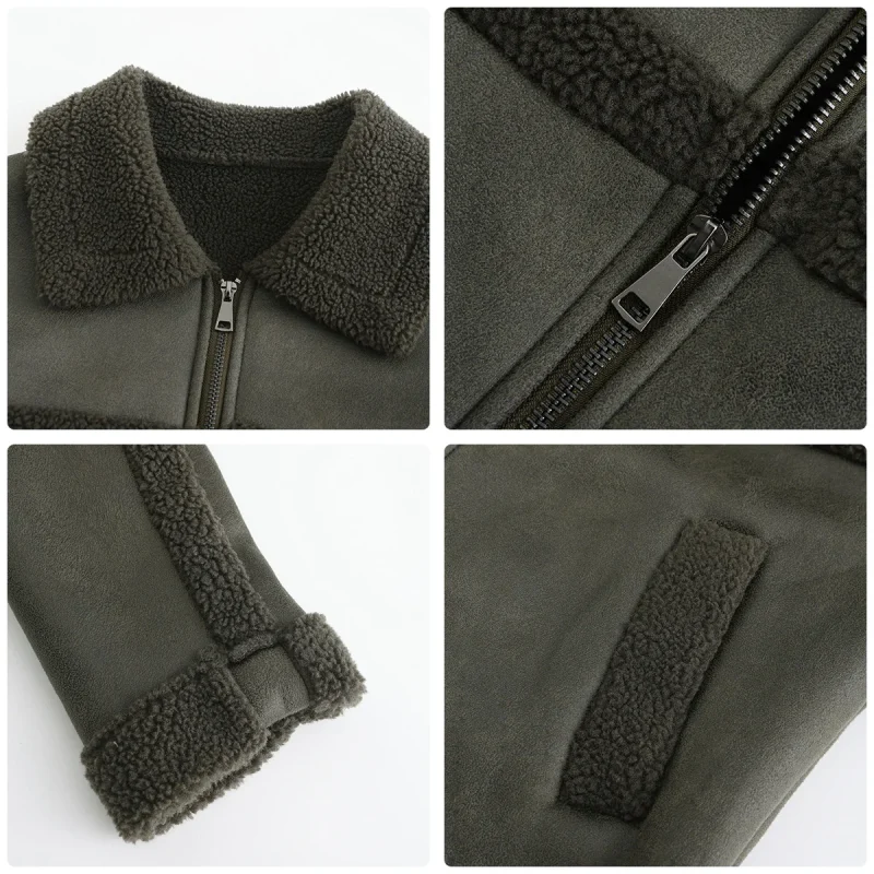 Fashion Warm Black Suede Jacket Women Autumn - Image 11