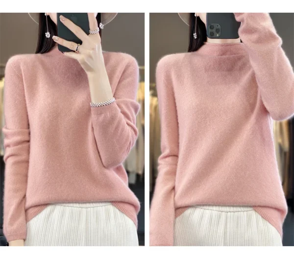 Seamless Curled Half-high Collar Pullover Casual Cashmere Knitting Top - Image 11