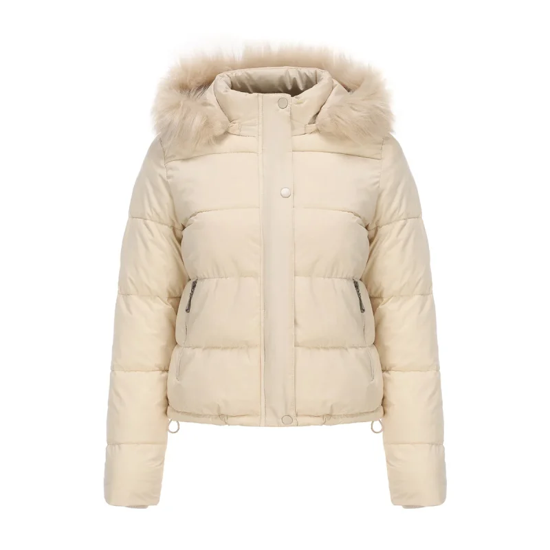 Women Jacket Winter 2023 Hooded Fur Collar Thick Warm Cotton - Image 5