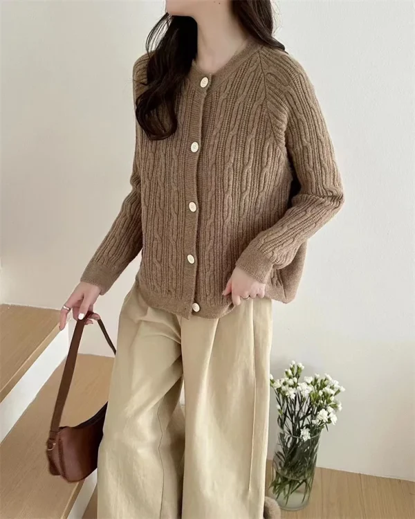 Korean Fashion Solid Knitted Cardigan Women Autumn - Image 11