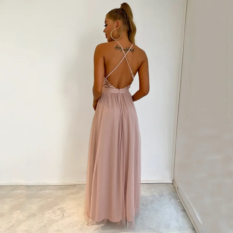 Sexy backless slip Sequin corset maxi summer dress women - Image 8