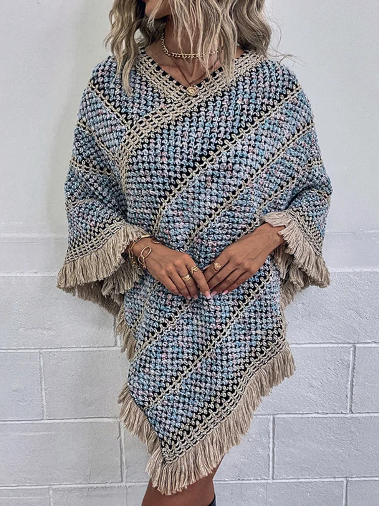 Sweater Coat Women Oversize Loose Knitted Poncho Female - Image 6