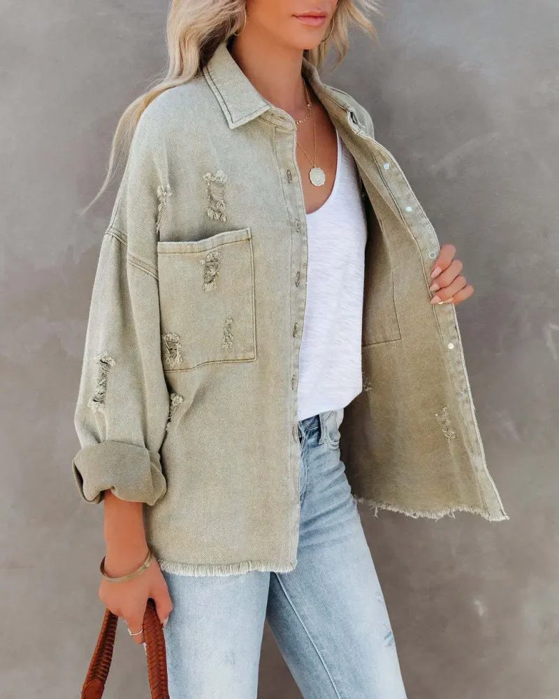 Long Sleeved Streetwear Fashion Denim Coat Women - Image 12
