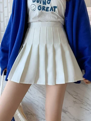 Vintage Mini Skirts Korean Tennis Student White Designed Dance Skirt