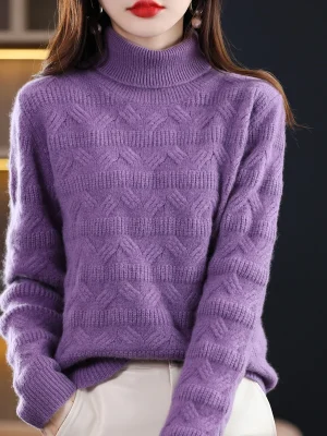 Winter 100% Pure Wool Soft Thickening Sweater Women