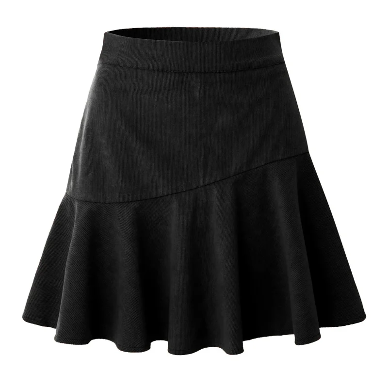 Women's Fall Winter Corduroy Skirt Office Lady High Waist - Image 3