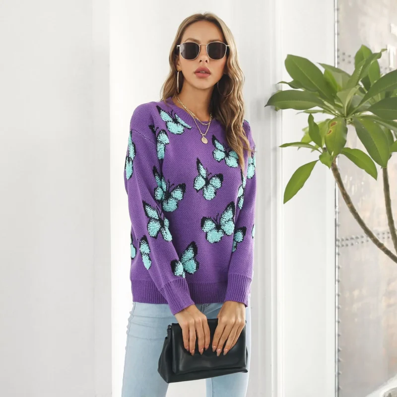 Butterfly Sweater Women's Autumn Winter Long Sleeve - Image 17