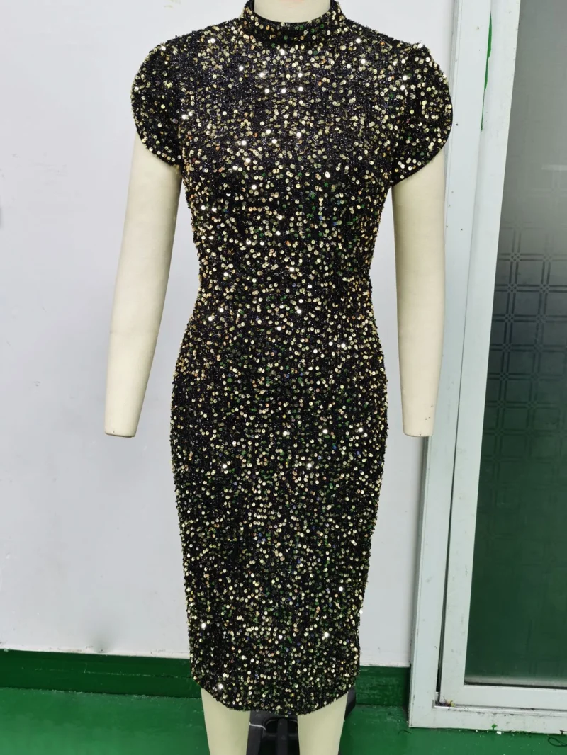 Sexy vintage maxi Sequin summer Dress - Image 5