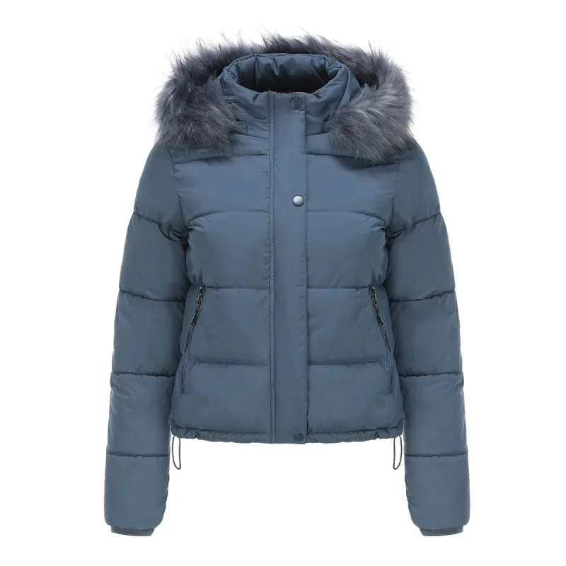 Women Jacket Winter 2023 Hooded Fur Collar Thick Warm Cotton