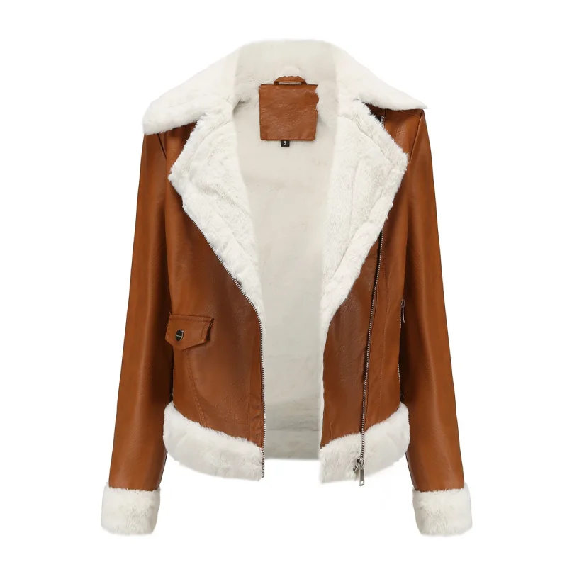 Fashion Slim Zipper Leather Jacket For Women 2024 - Image 14