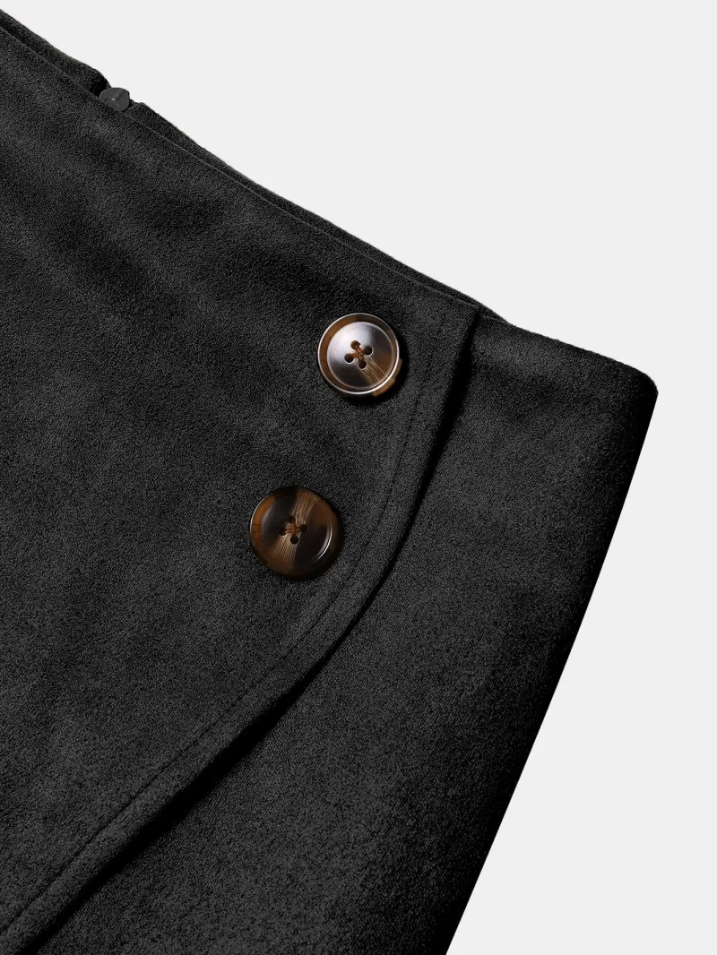 Winter Suede Irregular Skirt Solid Color High Waist Zipper Button - Image 15