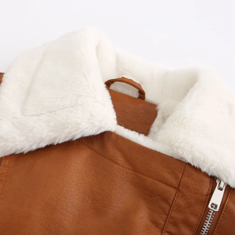 Winter Fleece Lined Thick Warm Leather Jacket Women - Image 16