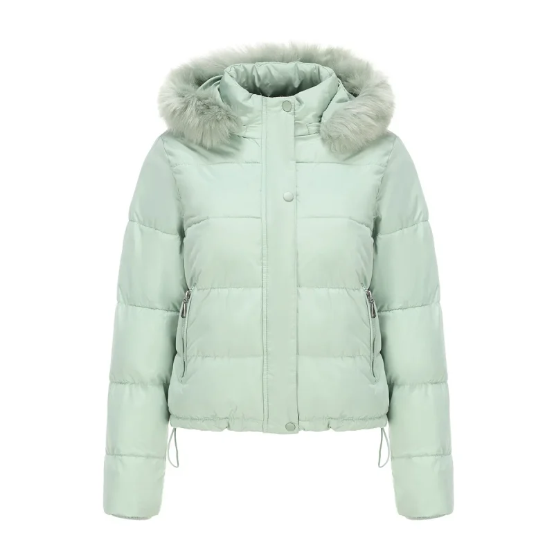 Women Jacket Winter 2023 Hooded Fur Collar Thick Warm Cotton - Image 2