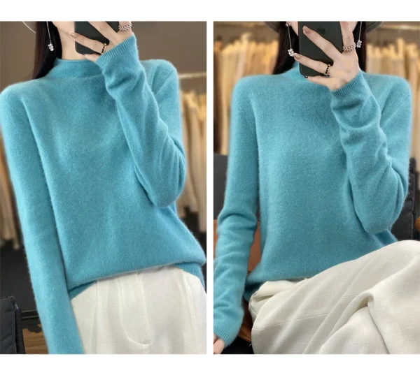 Seamless Curled Half-high Collar Pullover Casual Cashmere Knitting Top - Image 10