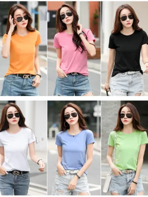 Short Sleeve O-Neck Cotton T-Shirt Women