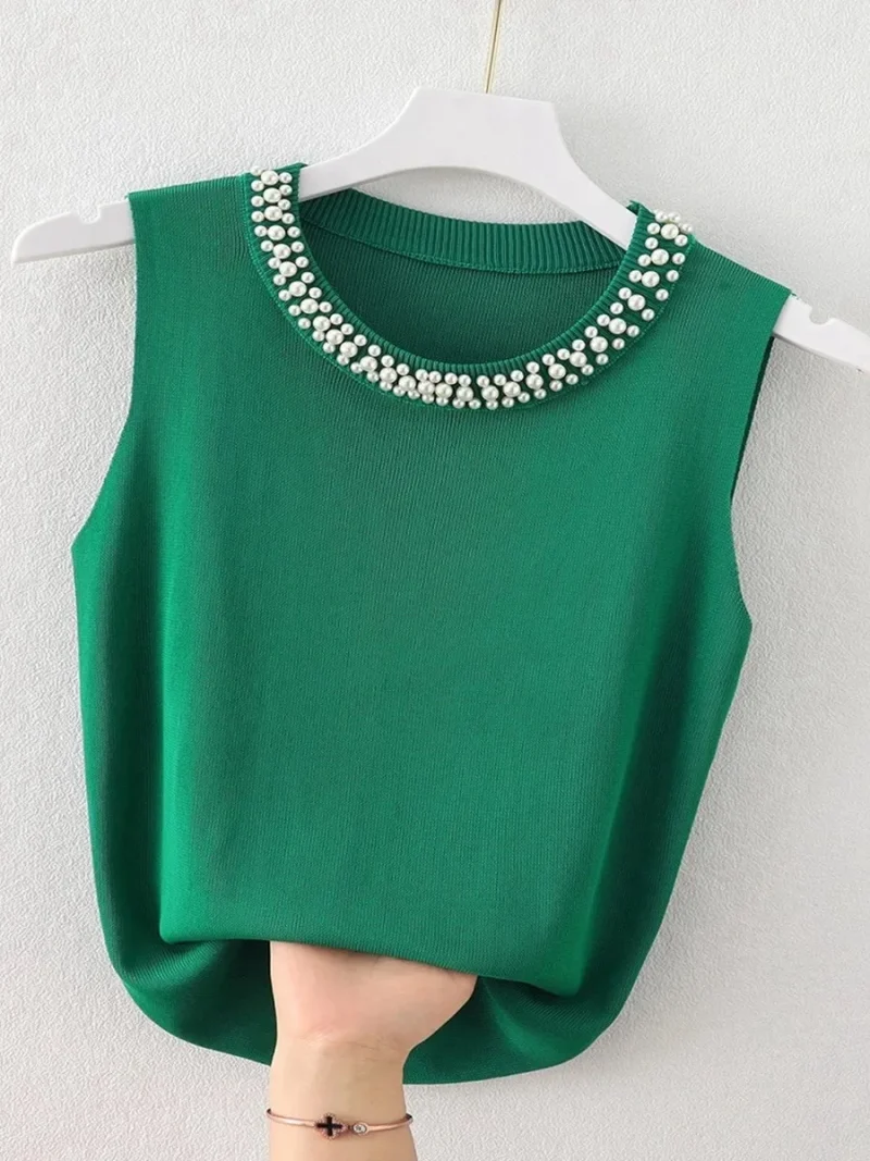 Korea Knitted Vests Women Top Solid Tank Blusas - Image 5
