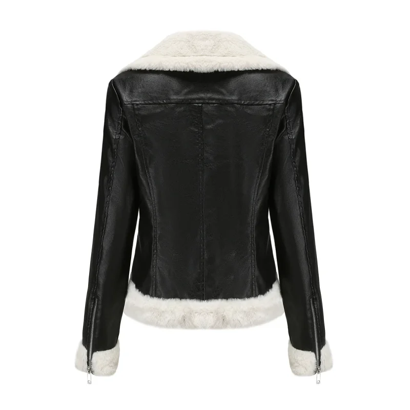 Fashion Slim Zipper Leather Jacket For Women 2024 - Image 13