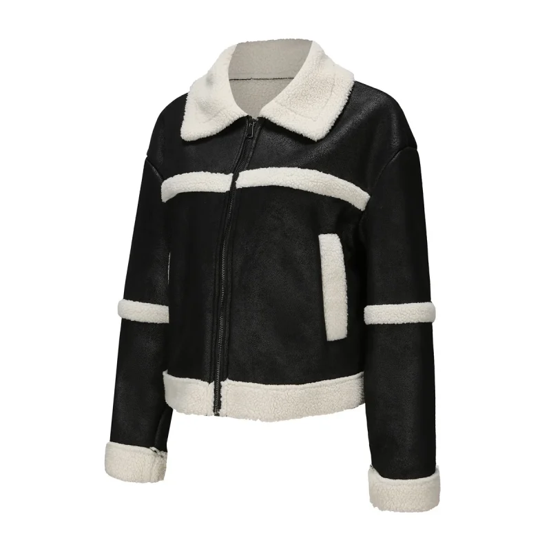Fashion Warm Black Suede Jacket Women Autumn - Image 14