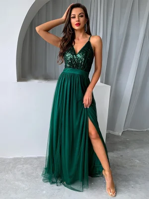 Sexy backless slip Sequin corset maxi summer dress women