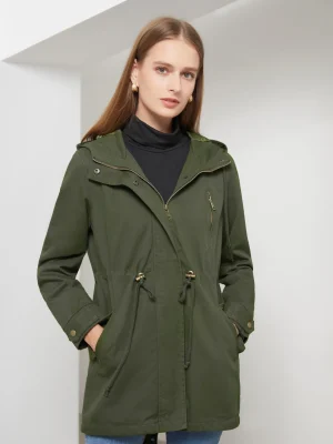 Fashion Trench Coats Women 2024 Solid Color Loose Zipper Hooded Jackets