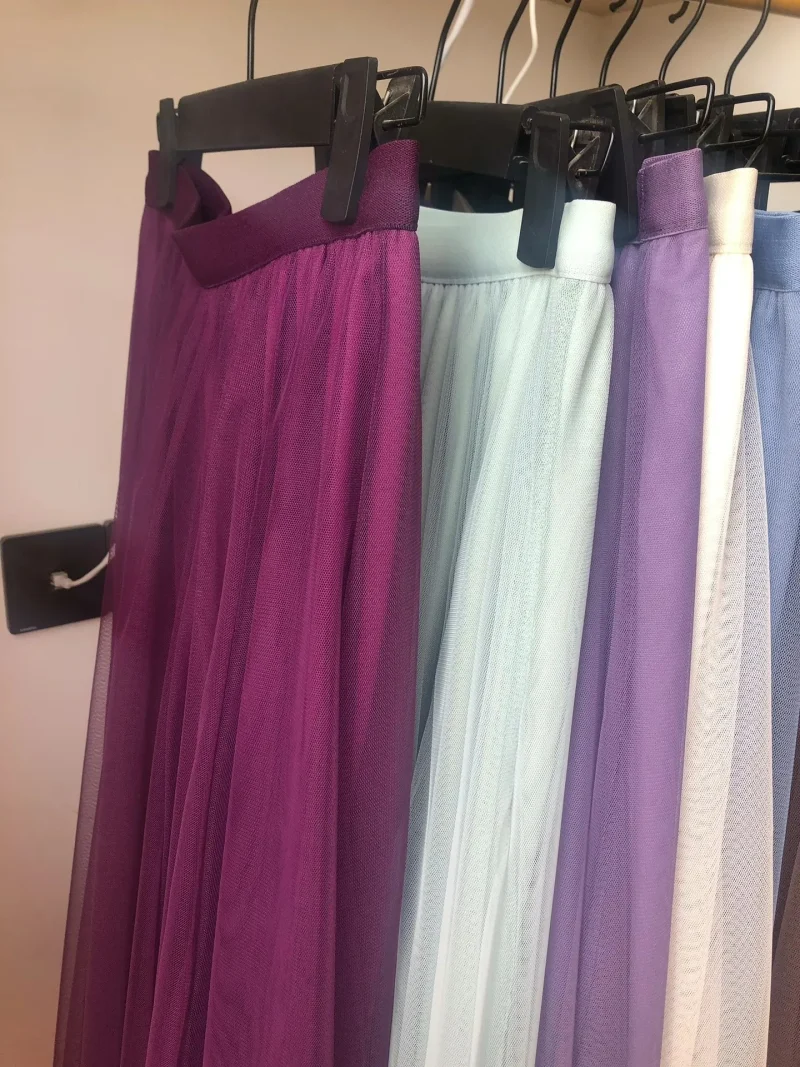 Women Mesh Elastic High Waist Tutu Long Skirt Spring - Image 12