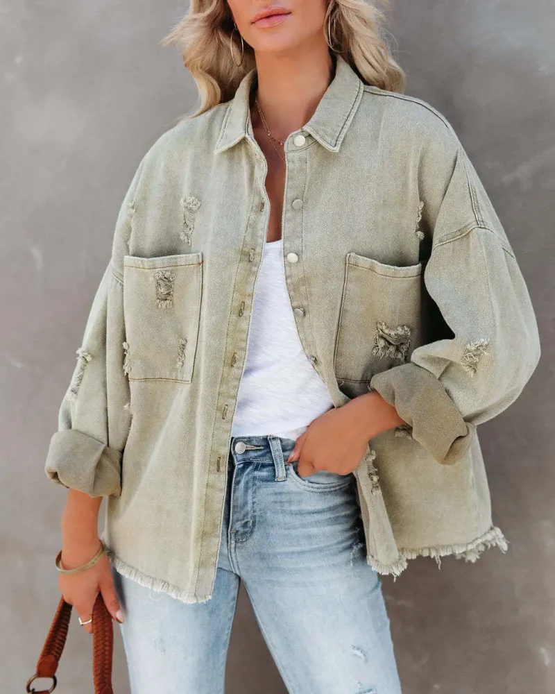 Long Sleeved Streetwear Fashion Denim Coat Women - Image 11