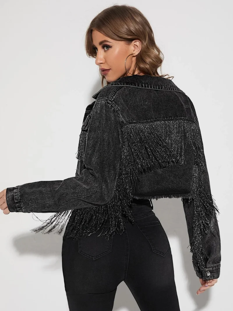 Streetwear Tassel Short Denim Jacket Women 2024 - Image 7