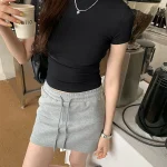 Crop Top Short Sleeve Crewneck Skinny T-shirt - Image 10