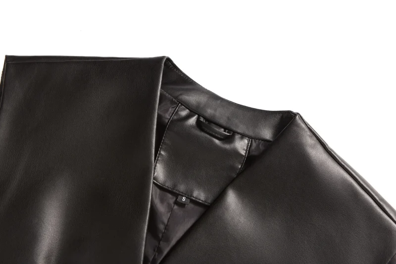 Sleeveless PU Leather Vest Women's Fashion Loose Waistcoat - Image 17