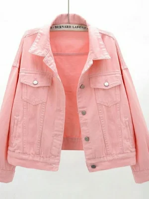 Womens Korean Fashion Sweet Short Denim Jacket Single Pocket Breasted