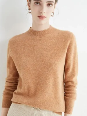 Wool Cashmere Sweater Women’s Half Height Neck