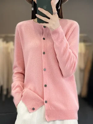 Wool Cashmere Cardigan Solid Color Super Soft