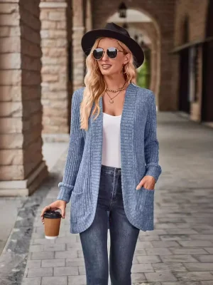 Autumn Solid Color Sweater Cardigan Fashion Pocket