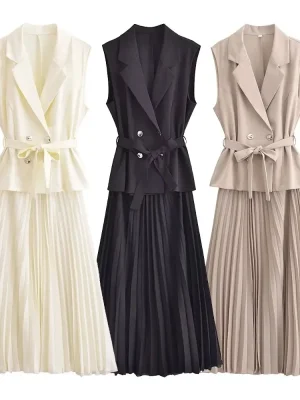 Corset Dress Women Pleated Vests Long Dresses for Women