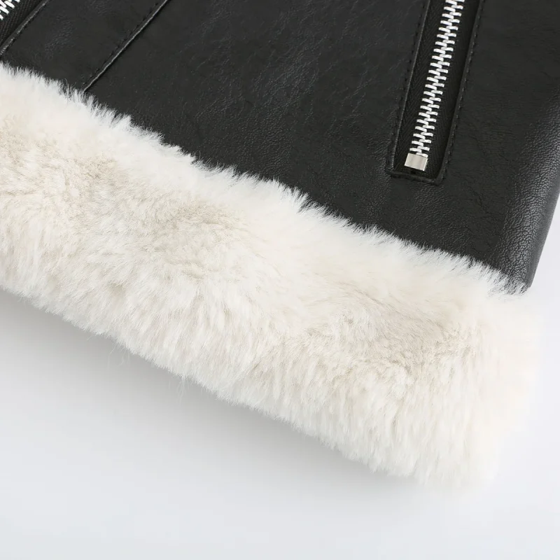 Winter Fleece Lined Thick Warm Leather Jacket Women - Image 15