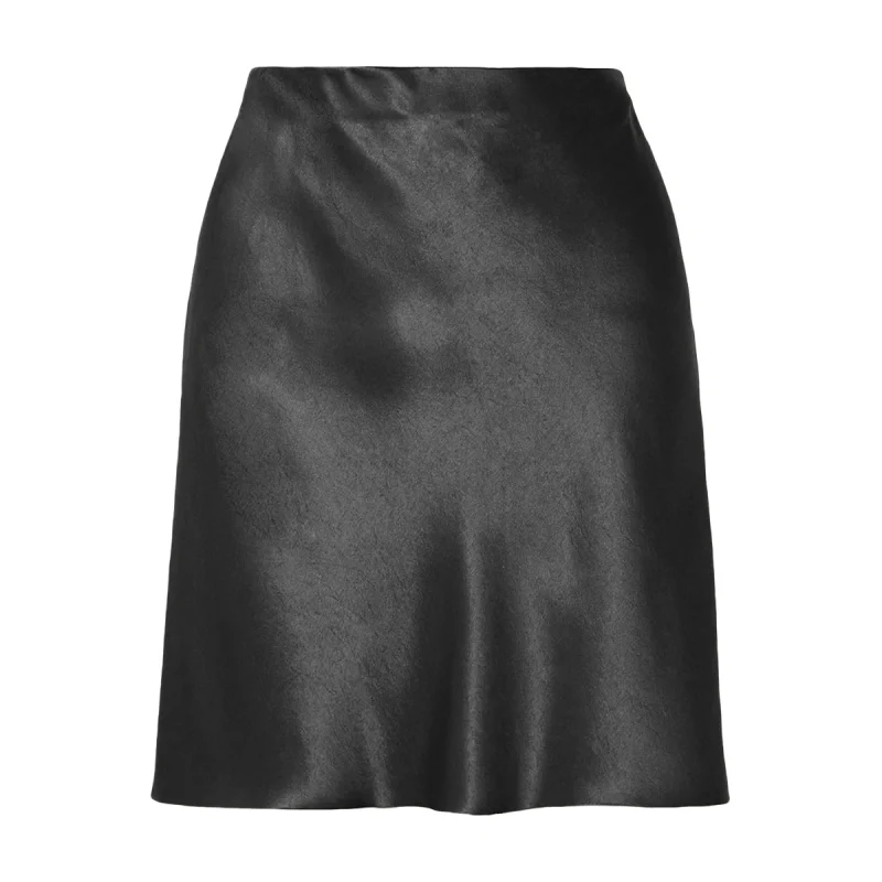 Women's Summer Black Elastic High Waist Satin Skirt - Image 2