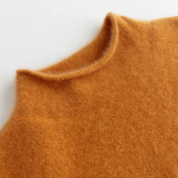 Seamless Curled Half-high Collar Pullover Casual Cashmere Knitting Top - Image 6