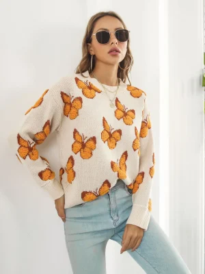 Butterfly Sweater Women’s Autumn Winter Long Sleeve