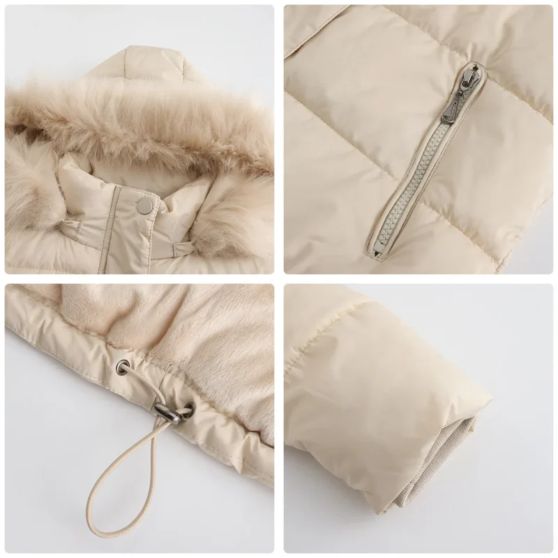 Women Jacket Winter 2023 Hooded Fur Collar Thick Warm Cotton - Image 9