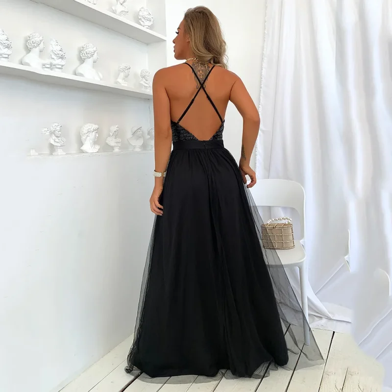 Sexy backless slip Sequin corset maxi summer dress women - Image 6