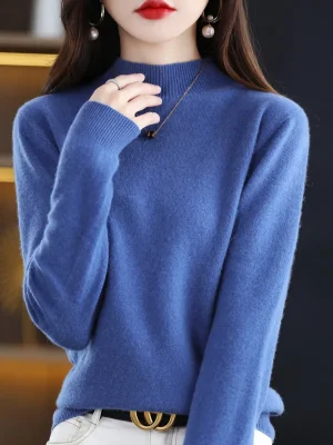 Sweater Women First Line Seamless Half-high Collar Pullover