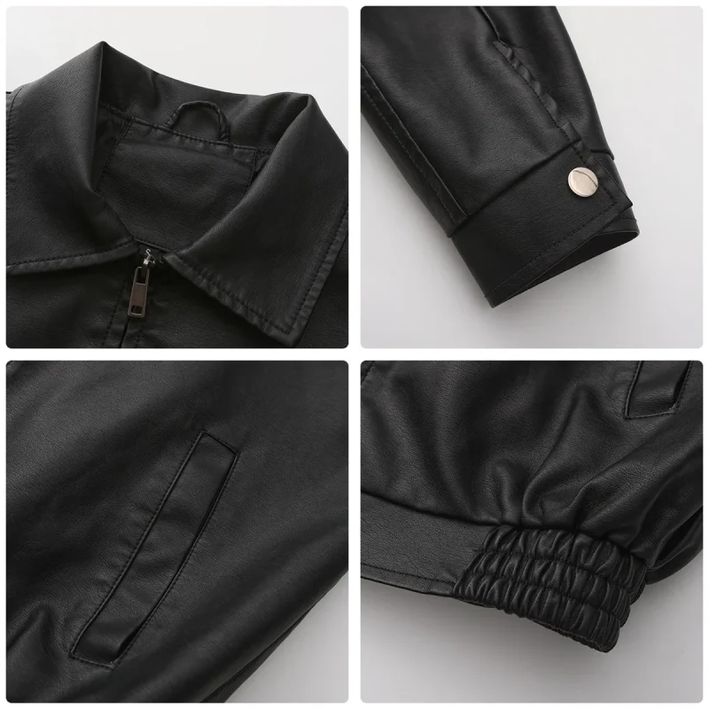 Leather Jacket Women Spring Autumn Oversize Long Sleeve - Image 15