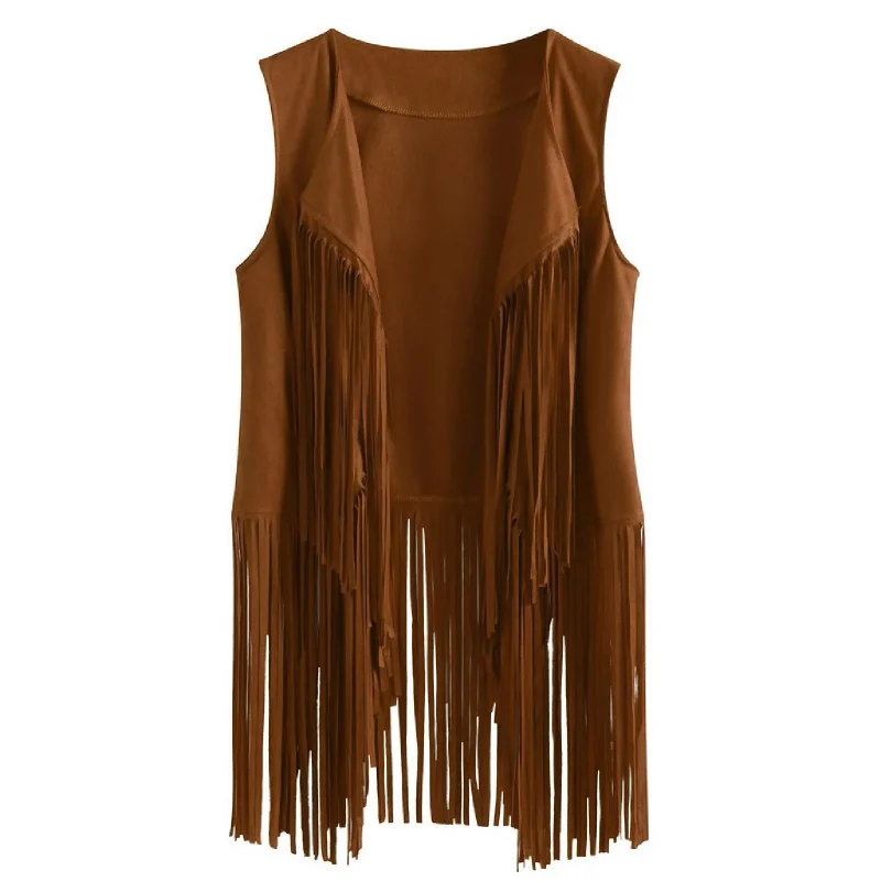 Women Suede Cardigan Waistcoat Outerwear Spring Fashion - Image 11