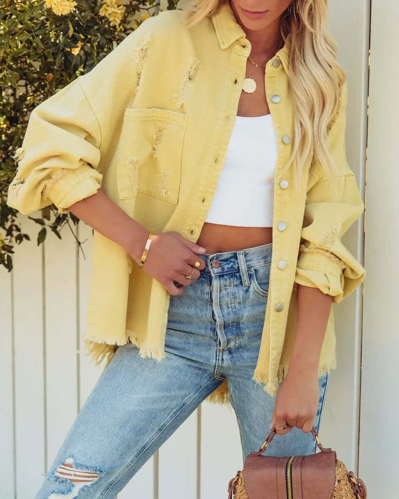 Long Sleeved Streetwear Fashion Denim Coat Women - Image 13