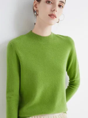 Wool Cashmere Sweater Women’s Half Height Neck